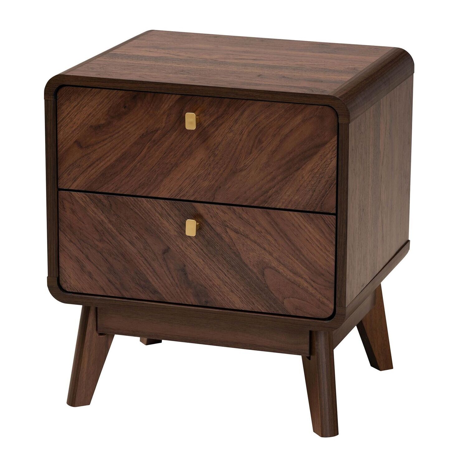 BAXTON STUDIO MARKELL MID-CENTURY TRANSITIONAL WALNUT BROWN FINISHED WOOD 2-DRAWER NIGHTSTAND