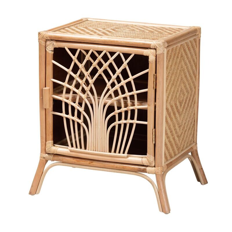 BAXTON STUDIO DANNA MODERN BOHEMIAN NATURAL BROWN RATTAN NIGHTSTAND