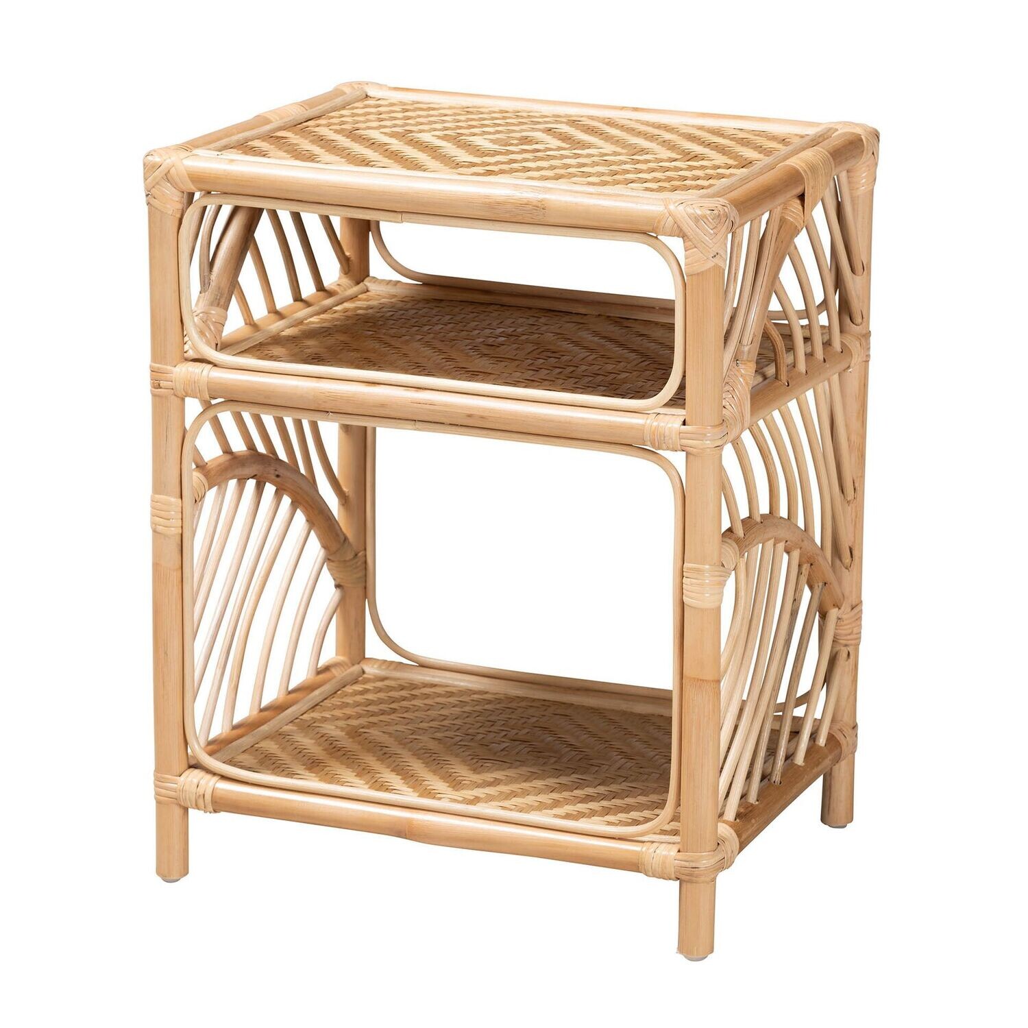BAXTON STUDIO BAARA MODERN BOHEMIAN NATURAL BROWN RATTAN NIGHTSTAND