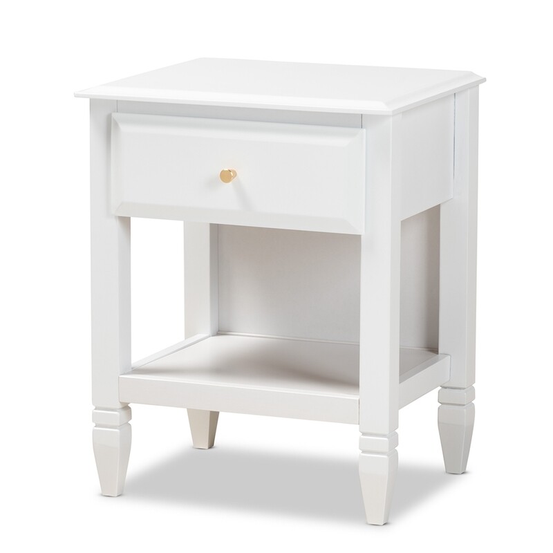 BAXTON STUDIO NAOMI CLASSIC AND TRANSITIONAL WHITE FINISHED WOOD 1-DRAWER BEDROOM NIGHTSTAND