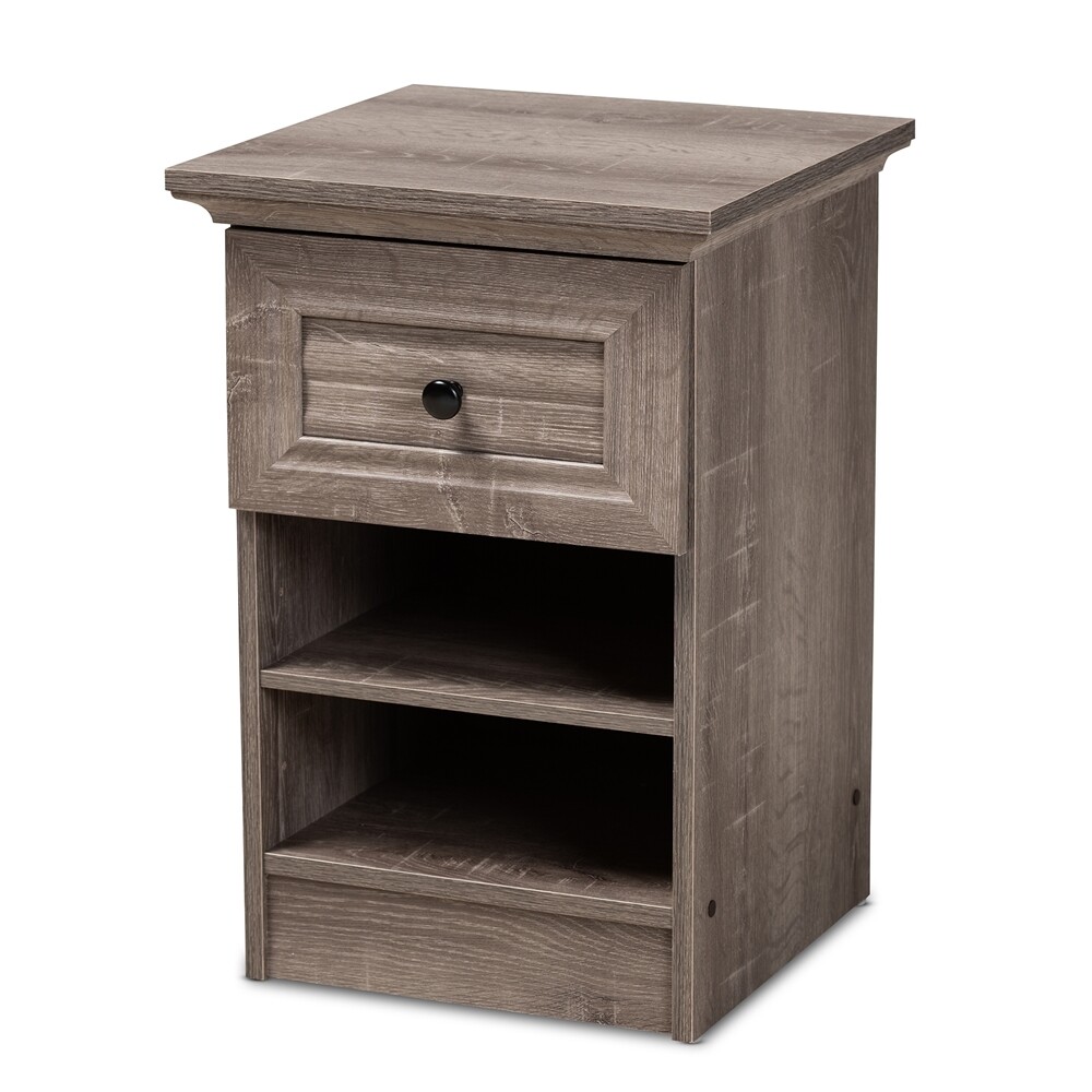BAXTON STUDIO DARA TRADITIONAL TRANSITIONAL GREY BROWN OAK FINISHED 1-DRAWER WOOD NIGHTSTAND