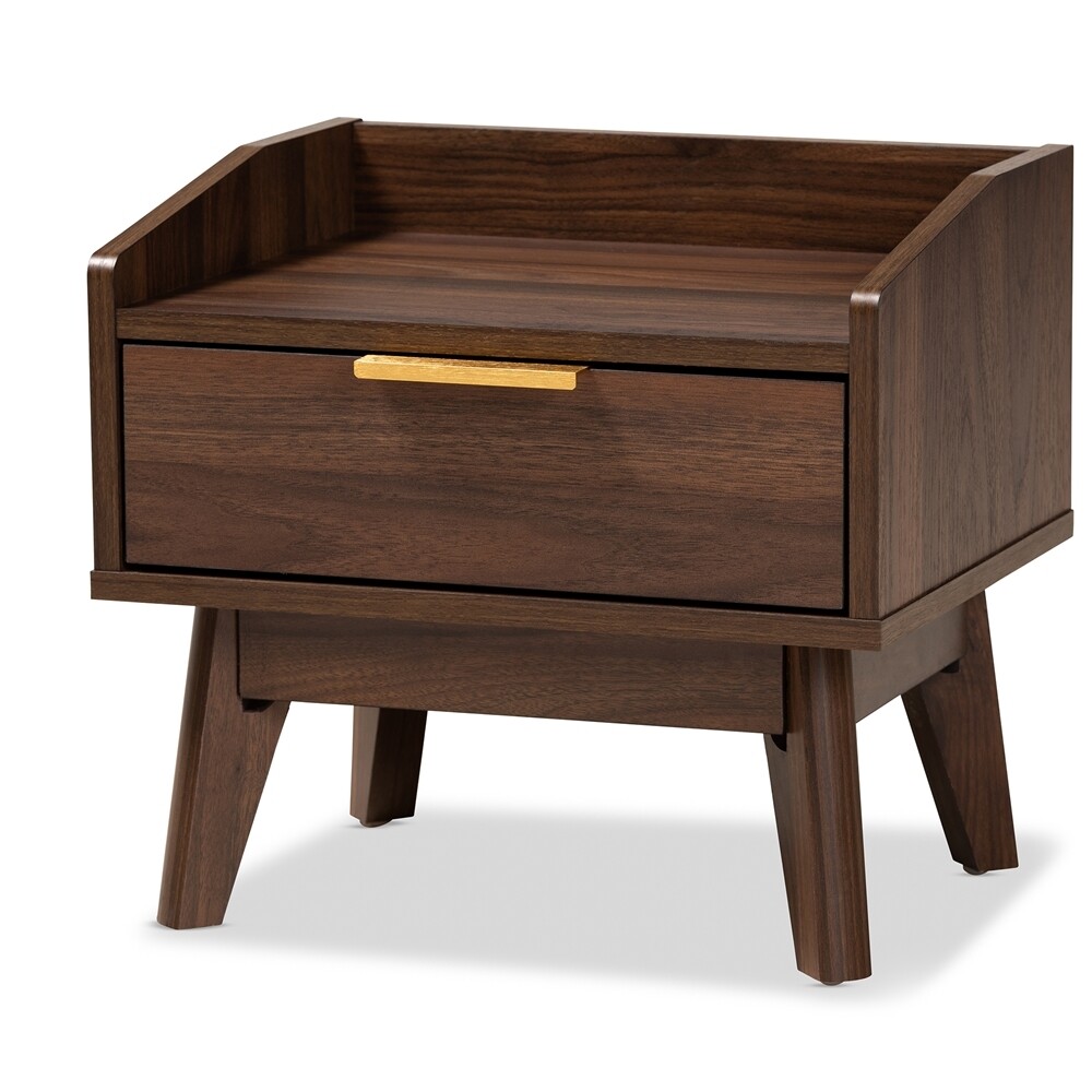 BAXTON STUDIO LENA MID-CENTURY MODERN WALNUT BROWN FINISHED 1-DRAWER WOOD NIGHTSTAND