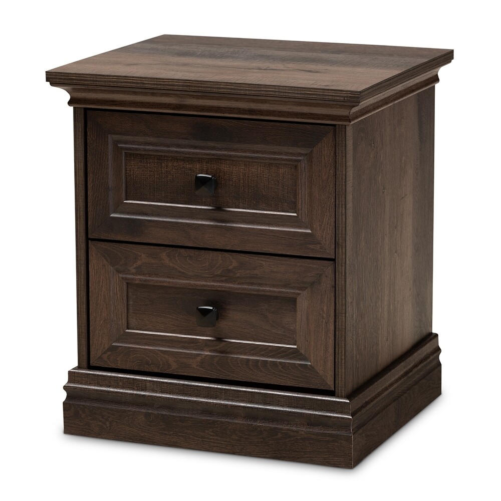 BAXTON STUDIO NOLAN TRADITIONAL TRANSITIONAL HAZEL WALNUT BROWN FINISHED 2-DRAWER WOOD NIGHTSTAND