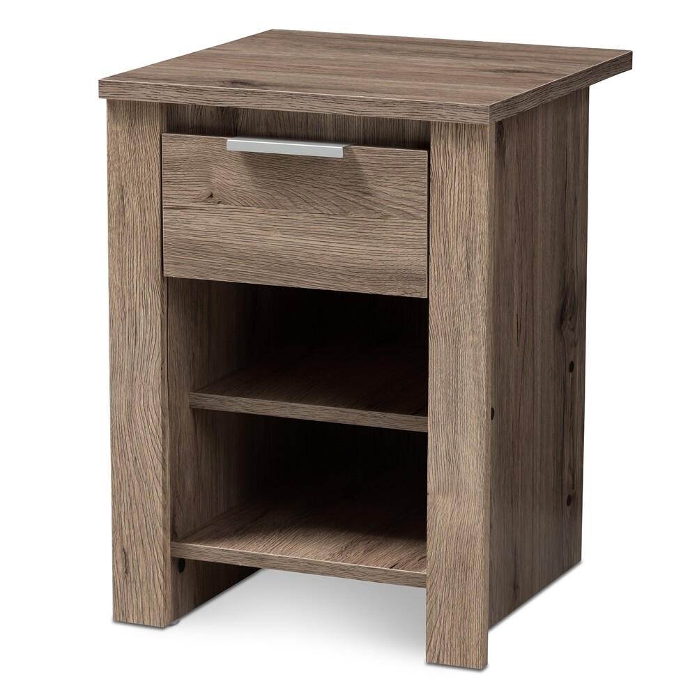 BAXTON STUDIO LAVERNE MODERN AND CONTEMPORARY OAK BROWN FINISHED 1-DRAWER NIGHTSTAND