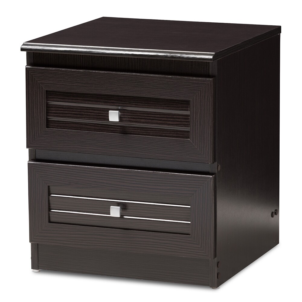 BAXTON STUDIO CARINE MODERN AND CONTEMPORARY WENGE BROWN FINISHED 2-DRAWER NIGHTSTAND