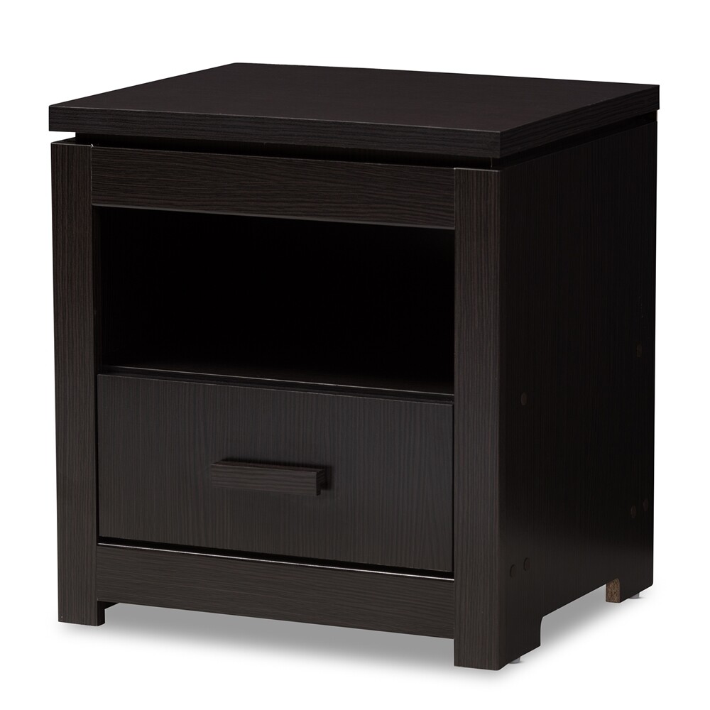 BAXTON STUDIO BIENNA MODERN AND CONTEMPORARY WENGE BROWN FINISHED 1-DRAWER NIGHTSTAND