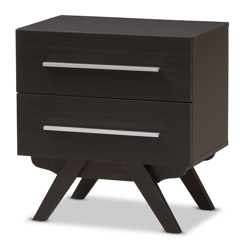 BAXTON STUDIO AUBURN MID-CENTURY MODERN ESPRESSO BROWN FINISHED WOOD 2-DRAWER NIGHTSTAND