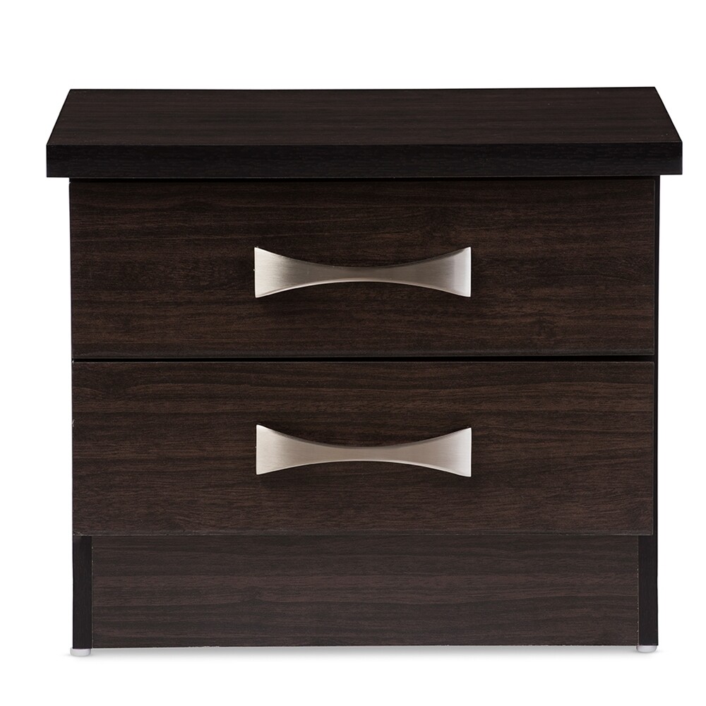 BAXTON STUDIO COLBURN MODERN AND CONTEMPORARY 2-DRAWER DARK BROWN FINISH WOOD STORAGE NIGHTSTAND BEDSIDE TABLE
