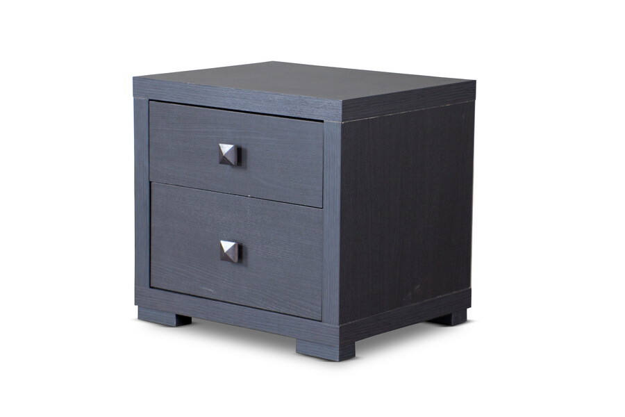 BAXTON STUDIO ESPRESSO SILVERTONE MODERN NIGHTSTAND