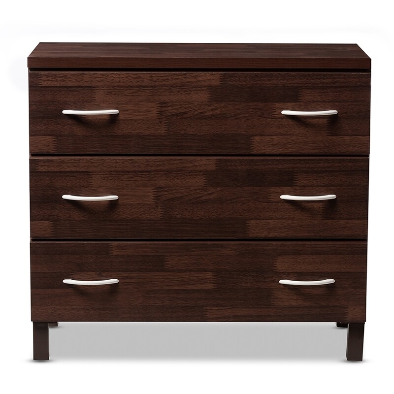 BAXTON STUDIO MAISON MODERN AND CONTEMPORARY OAK BROWN FINISH WOOD 3-DRAWER STORAGE CHEST