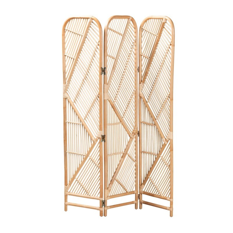 BALI & PARI FIRENZE MODERN BOHEMIAN NATURAL BROWN RATTAN ROOM DIVIDER