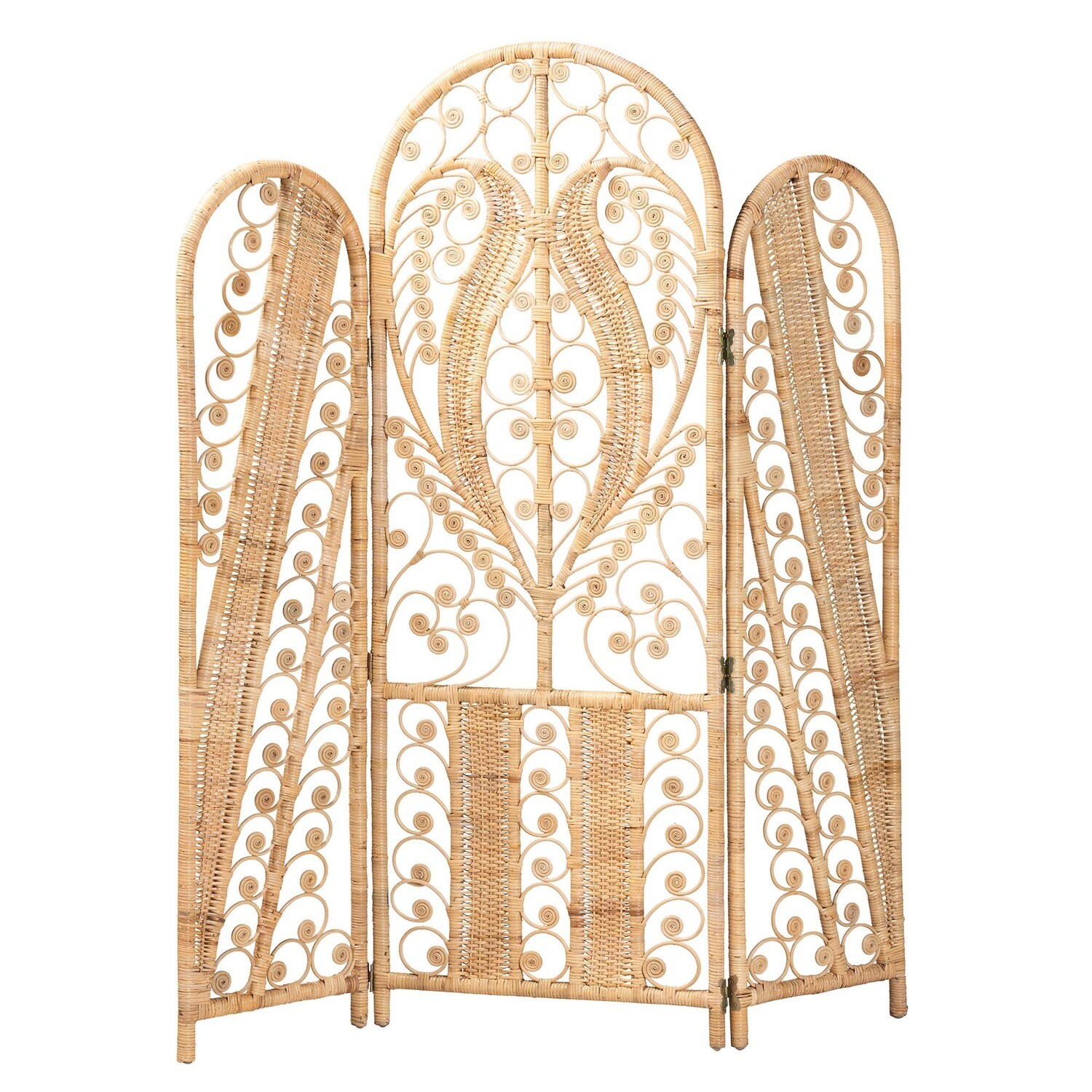 BALI & PARI NADRA MODERN BOHEMIAN NATURAL BROWN RATTAN ROOM DIVIDER