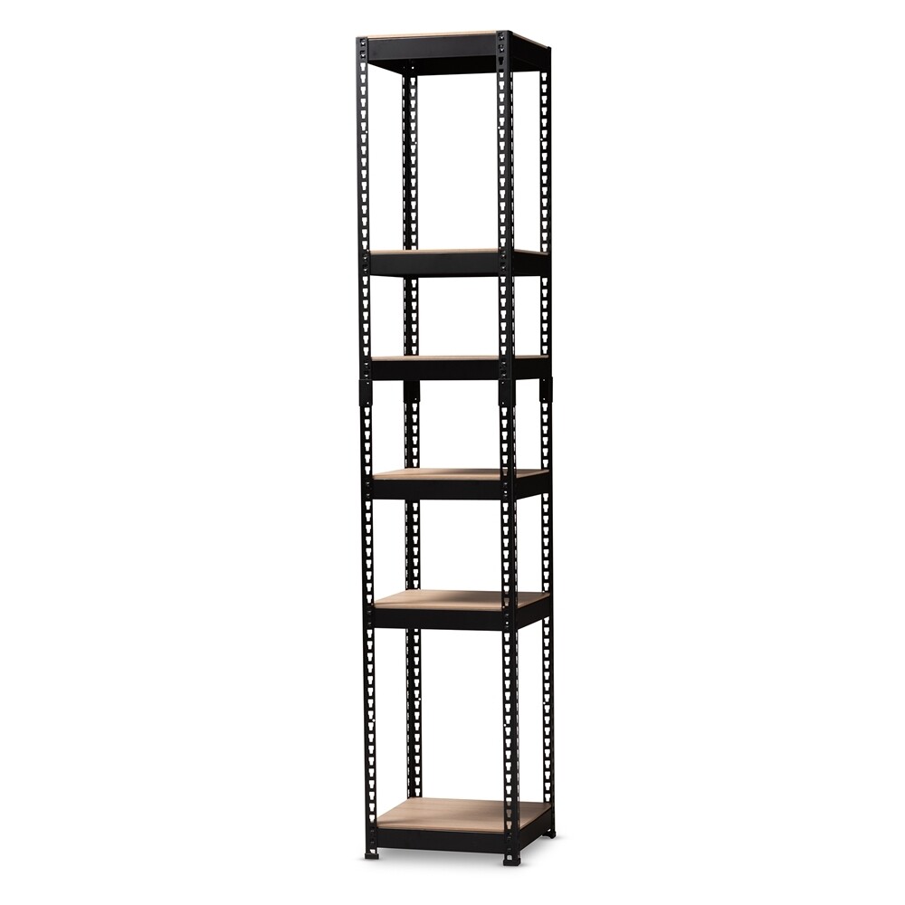 BAXTON STUDIO GAVIN MODERN AND CONTEMPORARY BLACK METAL 5-SHELF CLOSET STORAGE RACKING ORGANIZER