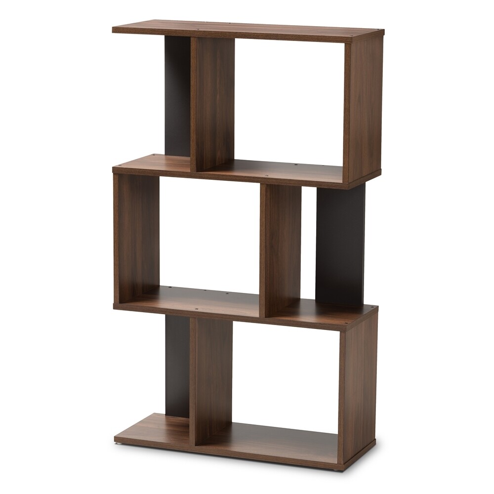 BAXTON STUDIO LEGENDE MODERN AND CONTEMPORARY BROWN AND DARK GREY FINISHED DISPLAY BOOKCASE