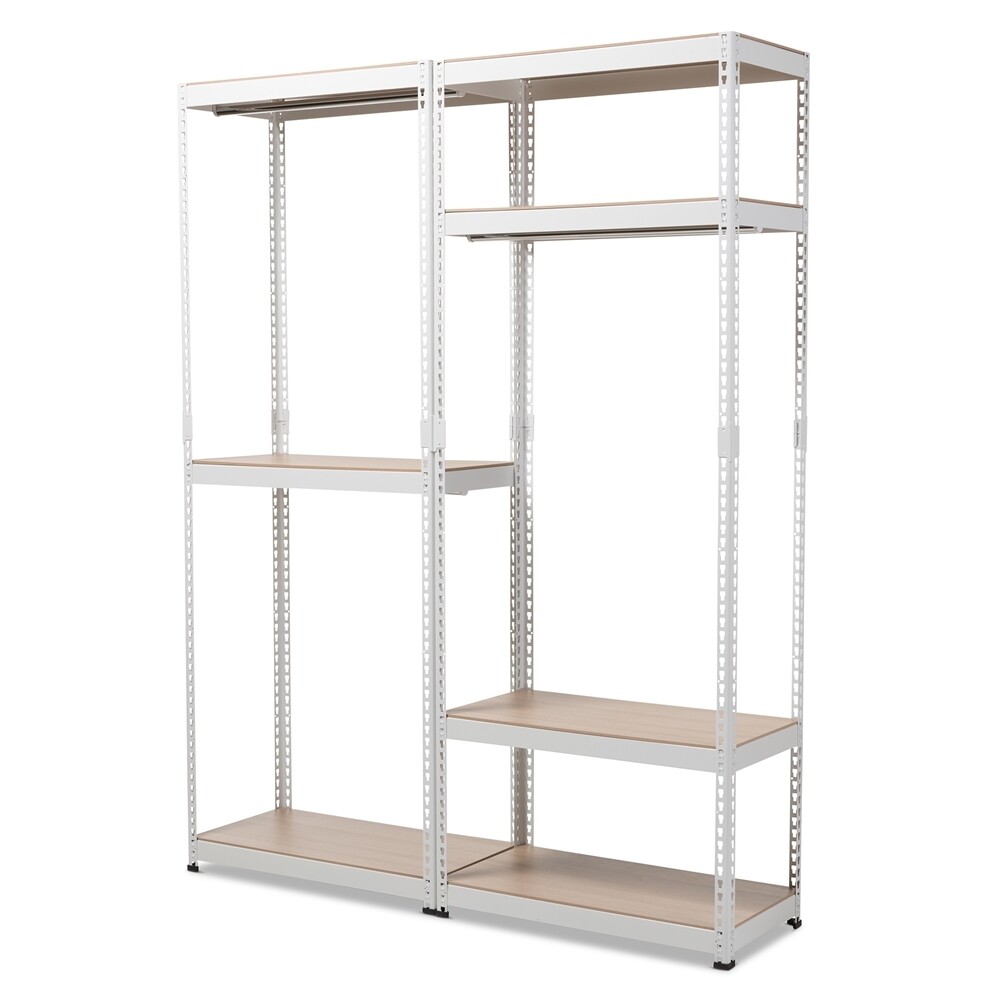 BAXTON STUDIO GAVIN WHITE METAL 7-SHELF CLOSET STORAGE RACKING ORGANIZER
