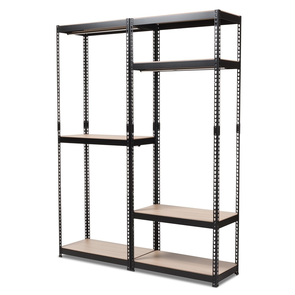 BAXTON STUDIO GAVIN BLACK METAL 7-SHELF CLOSET STORAGE RACKING ORGANIZER