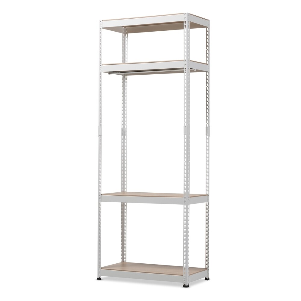 BAXTON STUDIO GAVIN WHITE METAL 4-SHELF CLOSET STORAGE RACKING ORGANIZER