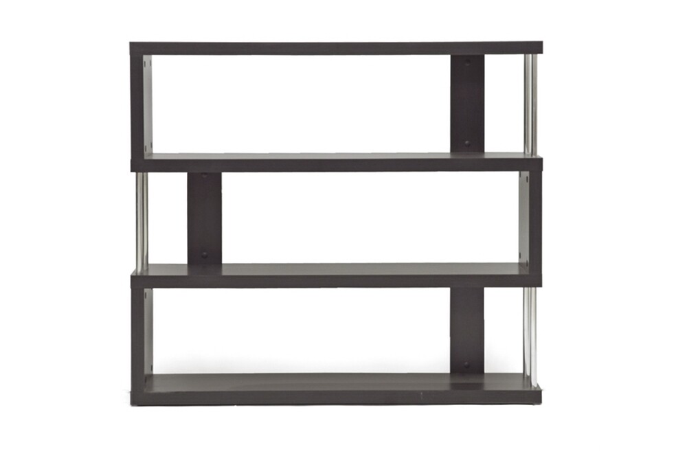 BAXTON STUDIO BARNES DARK BROWN THREE-SHELF MODERN BOOKCASE