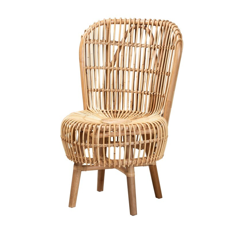 BALI & PARI NAGOYA MODERN BOHEMIAN NATURAL RATTAN TALL LOUNGE CHAIR