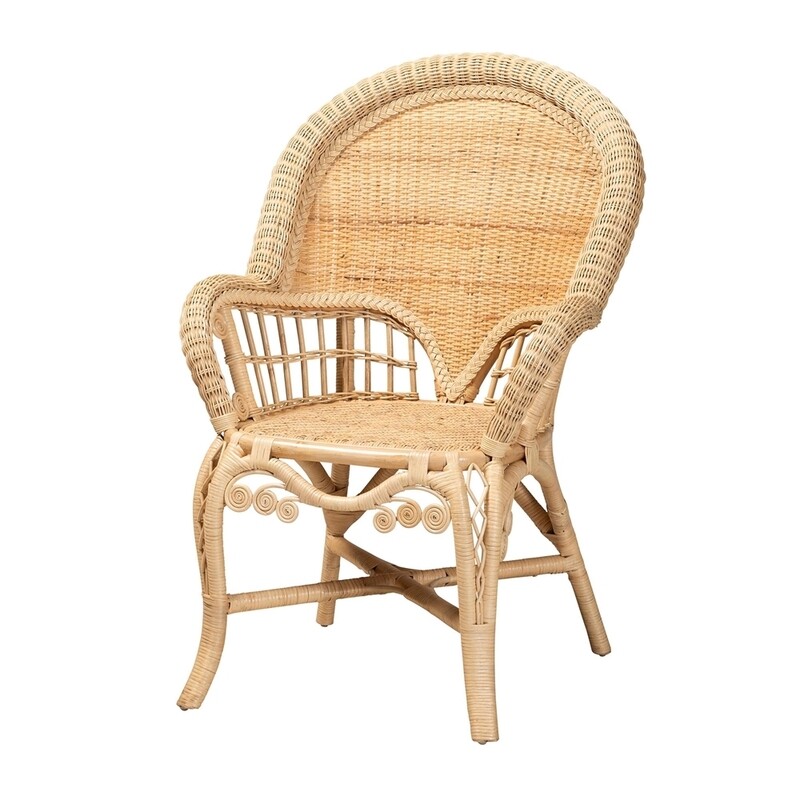 BALI & PARI RATU MODERN BOHEMIAN NATURAL BROWN RATTAN ACCENT CHAIR