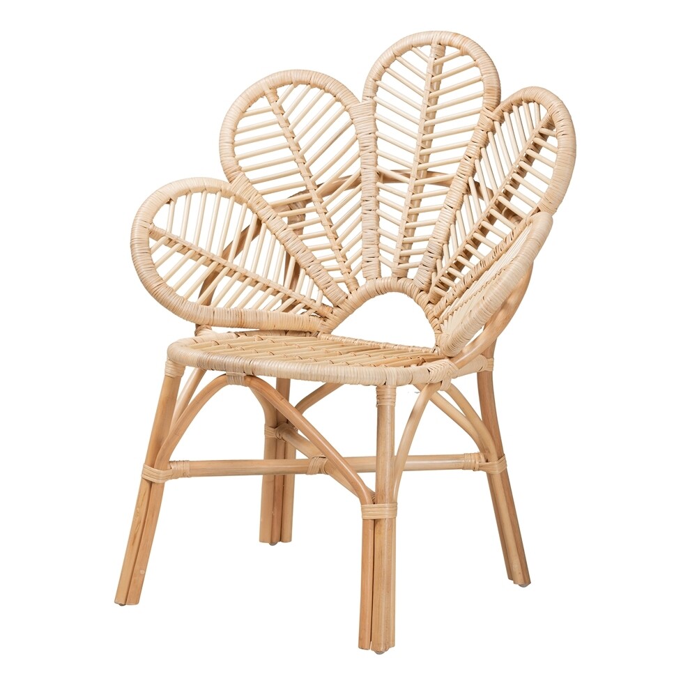 BAXTON STUDIO BIANCA MODERN BOHEMIAN NATURAL BROWN RATTAN FLOWER CHAIR