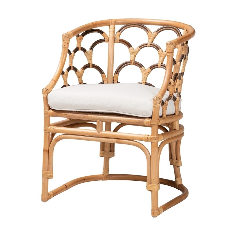 BAXTON STUDIO ASTER MODERN BOHEMIAN NATURAL BROWN RATTAN ARMCHAIR