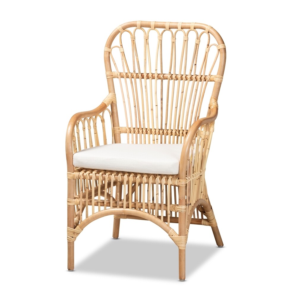 BAXTON STUDIO AYA MODERN AND CONTEMPORARY NATURAL FINISHED RATTAN ARMCHAIR