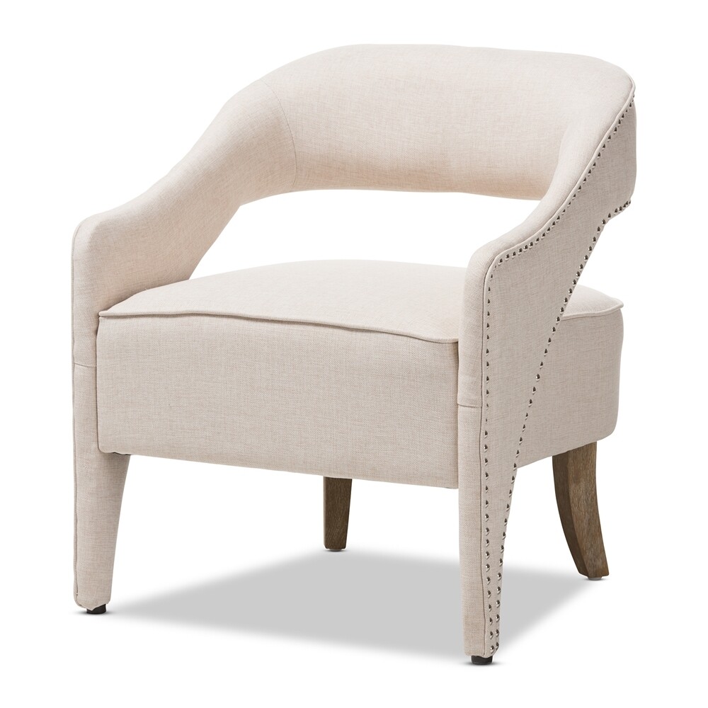 BAXTON STUDIO FLORIANE MODERN AND CONTEMPORARY BEIGE FABRIC UPHOLSTERED LOUNGE CHAIR