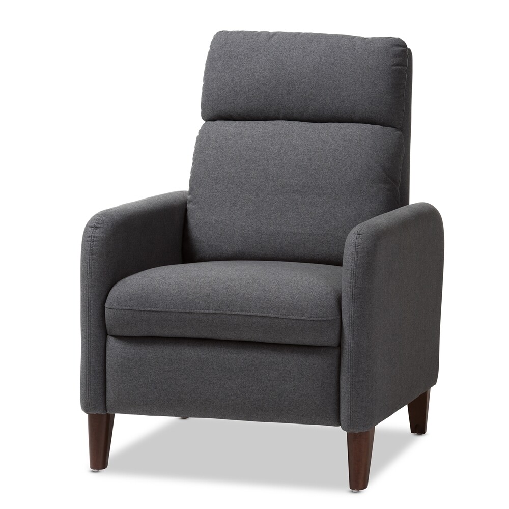 BAXTON STUDIO CASANOVA MID-CENTURY MODERN GREY FABRIC UPHOLSTERED LOUNGE CHAIR