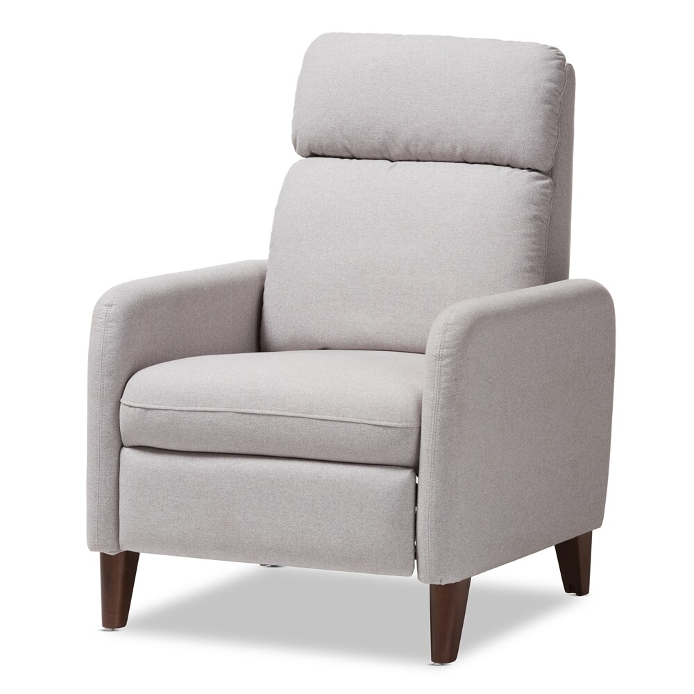 BAXTON STUDIO CASANOVA MID-CENTURY MODERN LIGHT GREY FABRIC UPHOLSTERED LOUNGE CHAIR