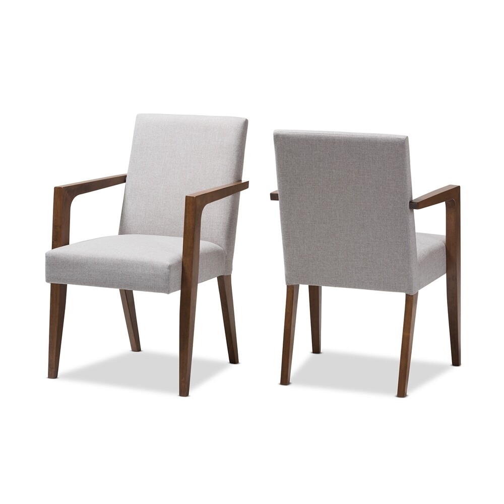 BAXTON STUDIO ANDREA MID-CENTURY MODERN GREYISH BEIGE UPHOLSTERED WOODEN 2-PIECE LOUNGE CHAIR SET