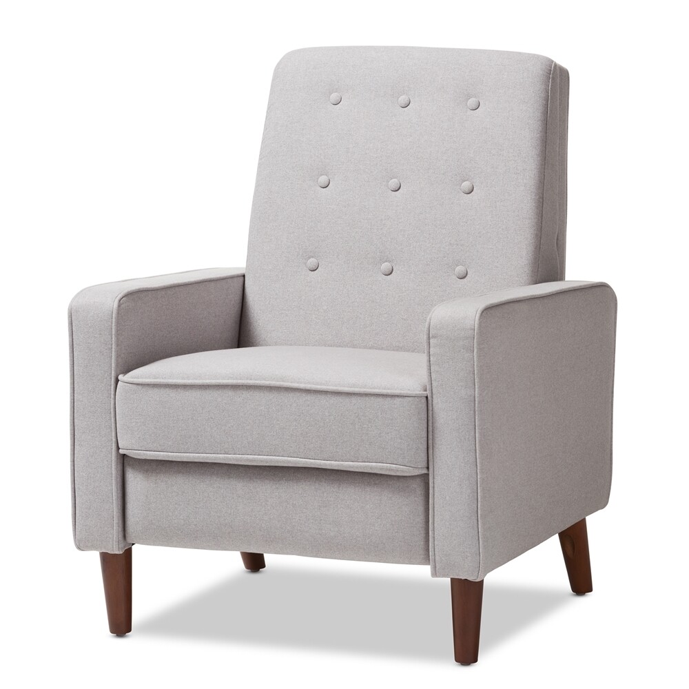 BAXTON STUDIO MATHIAS MID-CENTURY MODERN LIGHT GREY FABRIC UPHOLSTERED LOUNGE CHAIR