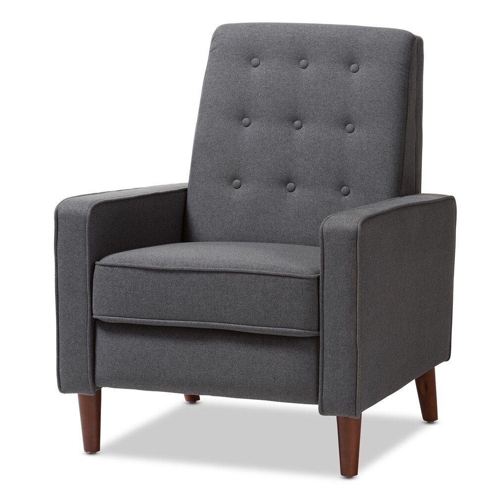 BAXTON STUDIO MATHIAS MID-CENTURY MODERN GREY FABRIC UPHOLSTERED LOUNGE CHAIR