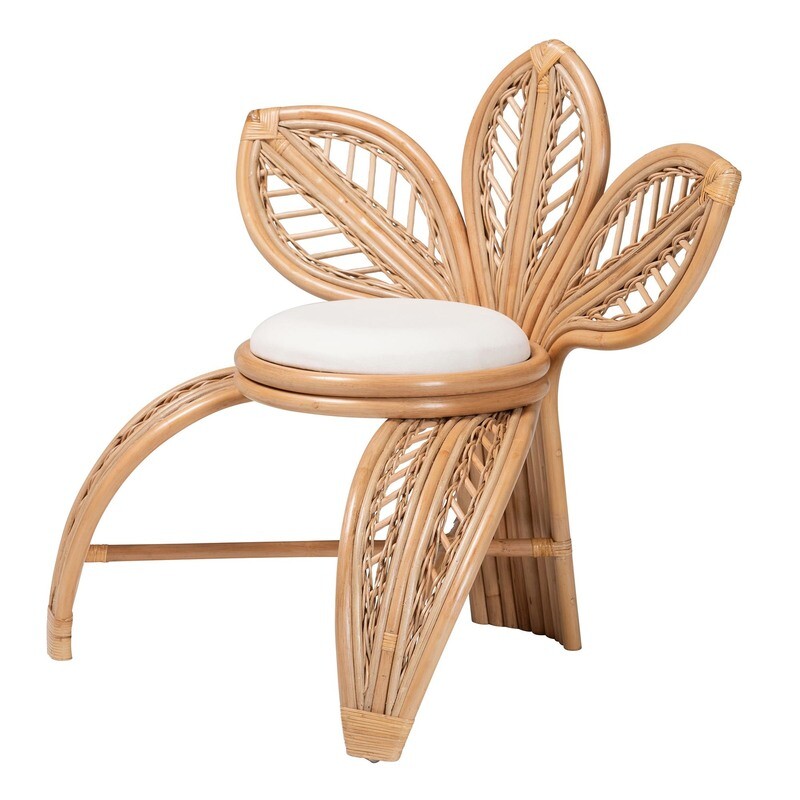 BALI & PARI GRESHAM MODERN BOHEMIAN NATURAL RATTAN LEAF ACCENT CHAIR
