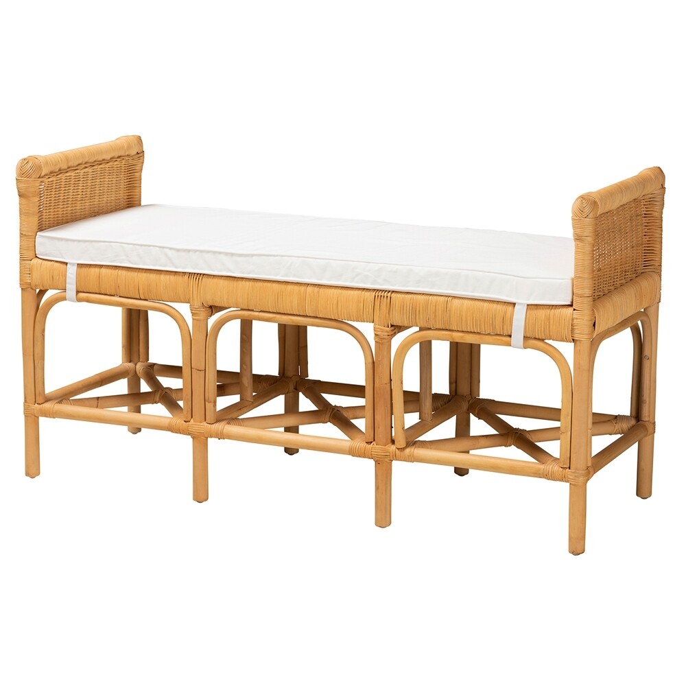 BALI & PARI NAIRI MODERN BOHEMIAN NATURAL BROWN RATTAN BENCH