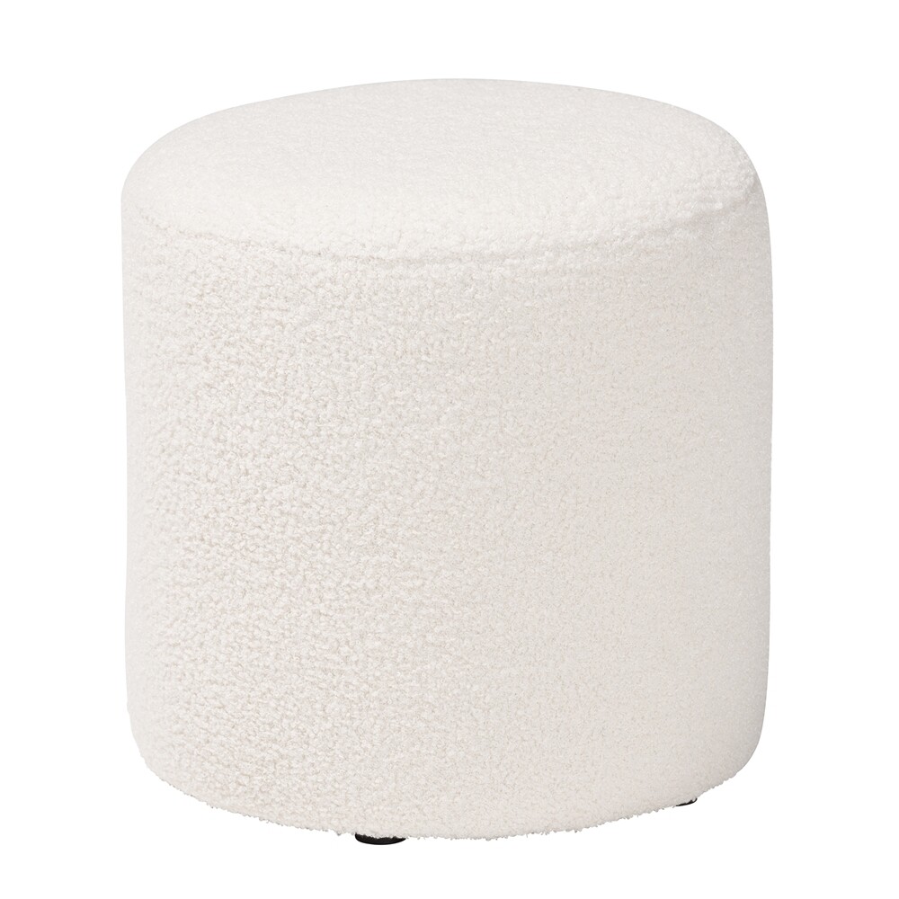 BAXTON STUDIO TORI MODERN AND CONTEMPORARY IVORY BOUCLE UPHOLSTERED OTTOMAN