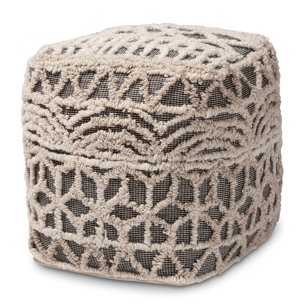 BAXTON STUDIO AVERY MOROCCAN INSPIRED BEIGE AND BROWN HANDWOVEN COTTON POUF OTTOMAN

Item #: Avery-Natural/Ivory-Pouf