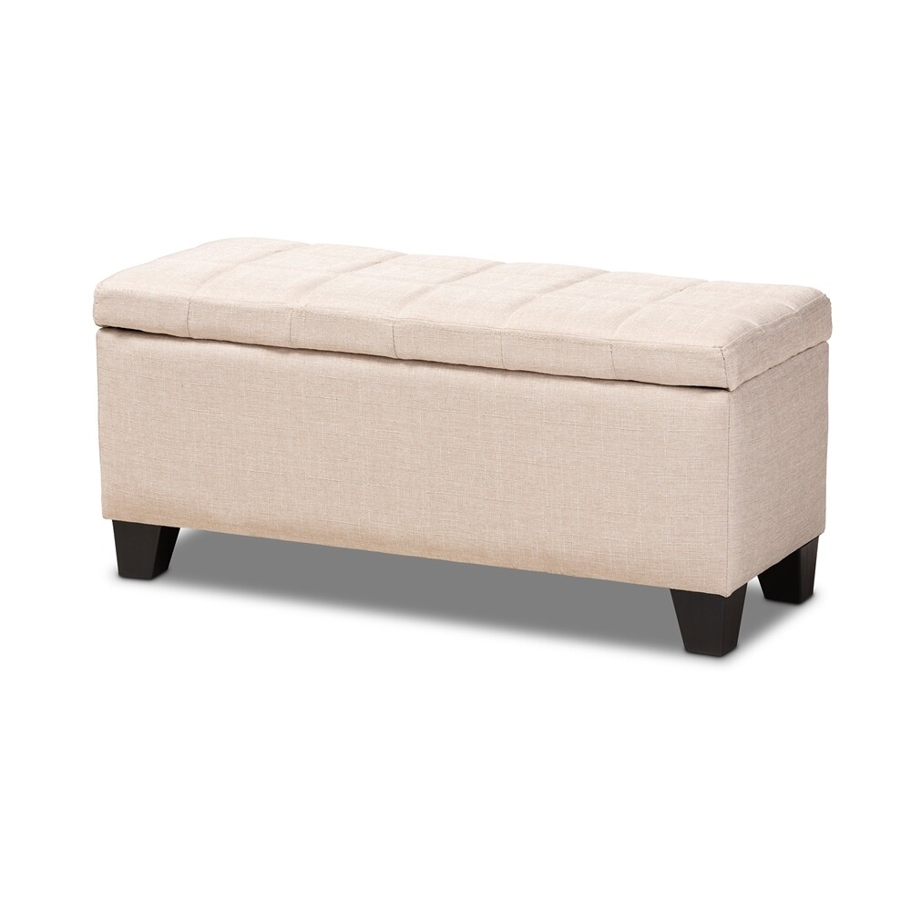 BAXTON STUDIO FERA MODERN AND CONTEMPORARY BEIGE FABRIC UPHOLSTERED STORAGE OTTOMAN