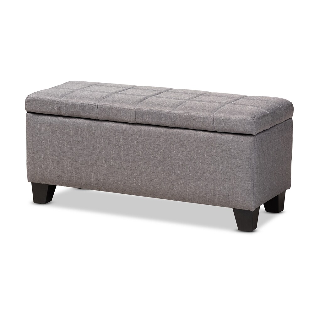 BAXTON STUDIO FERA MODERN AND CONTEMPORARY GRAY FABRIC UPHOLSTERED STORAGE OTTOMAN