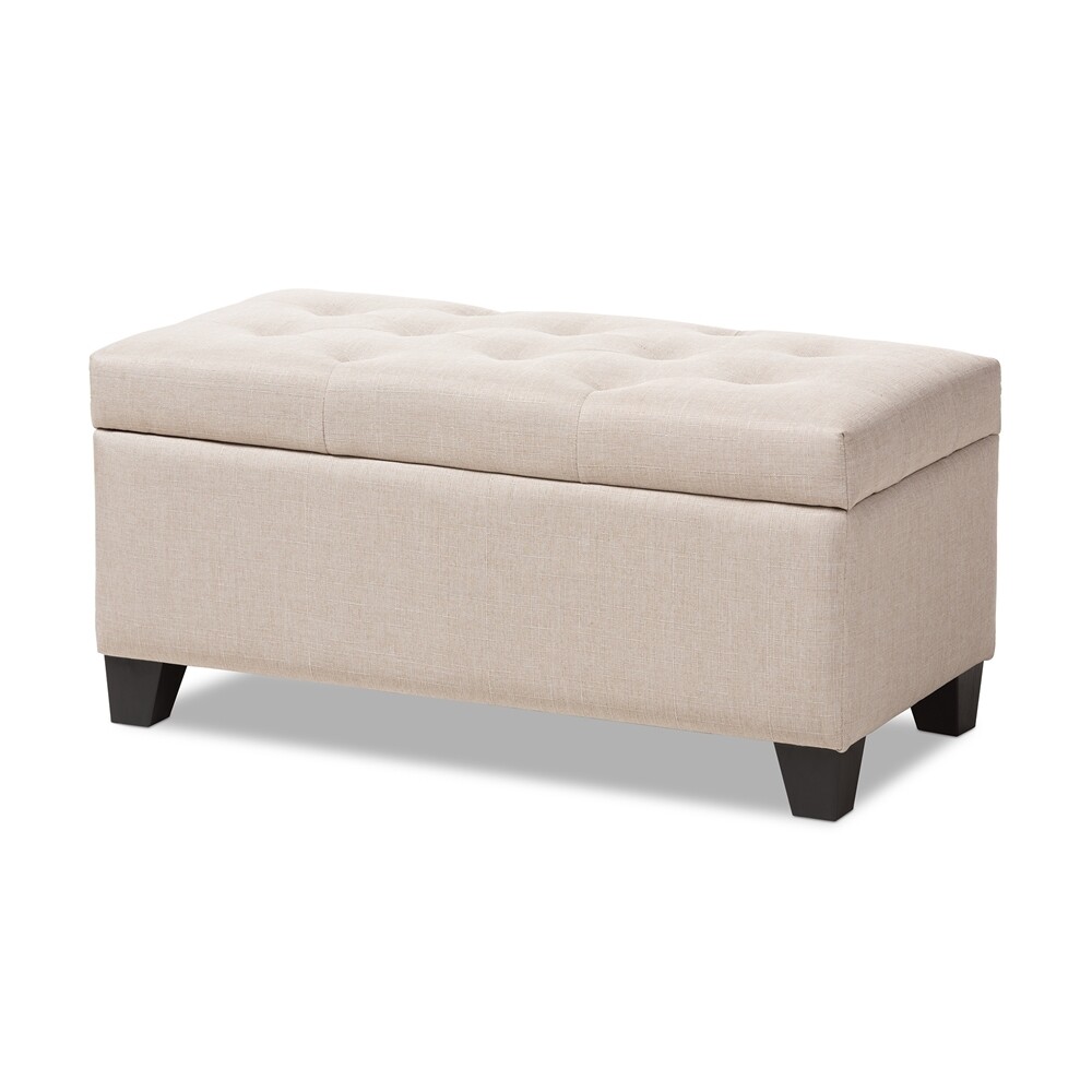 BAXTON STUDIO MICHAELA MODERN AND CONTEMPORARY BEIGE FABRIC UPHOLSTERED STORAGE OTTOMAN