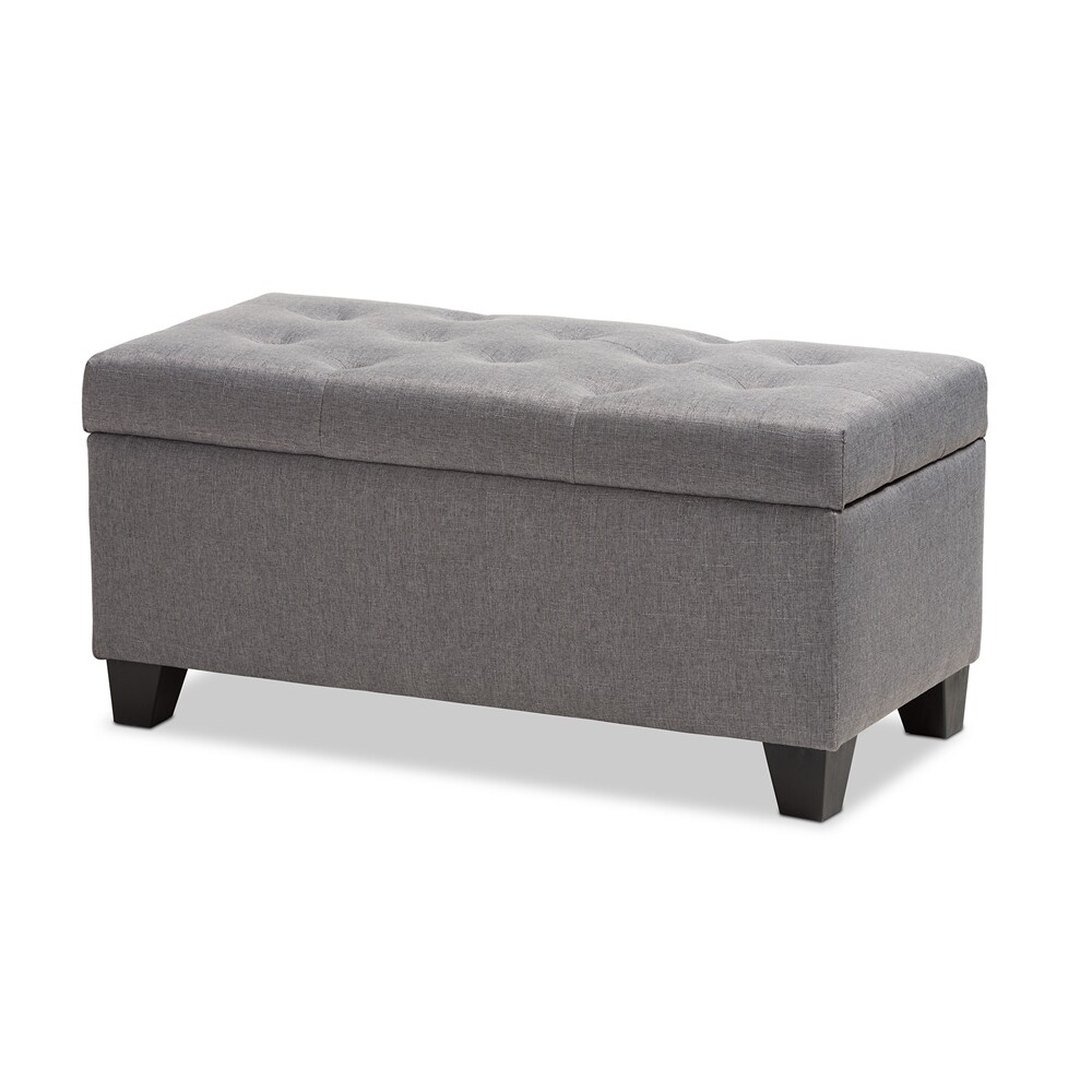 BAXTON STUDIO MICHAELA MODERN AND CONTEMPORARY GREY FABRIC UPHOLSTERED STORAGE OTTOMAN