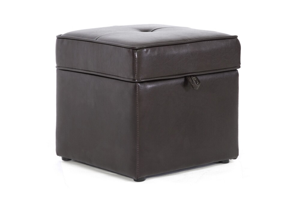 BAXTON STUDIO SYDNEY BROWN MODERN OTTOMAN - STORAGE OTTOMAN