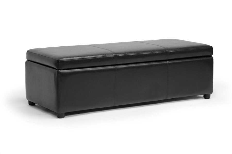 BAXTON STUDIO DENNEHY BLACK MODERN OTTOMAN