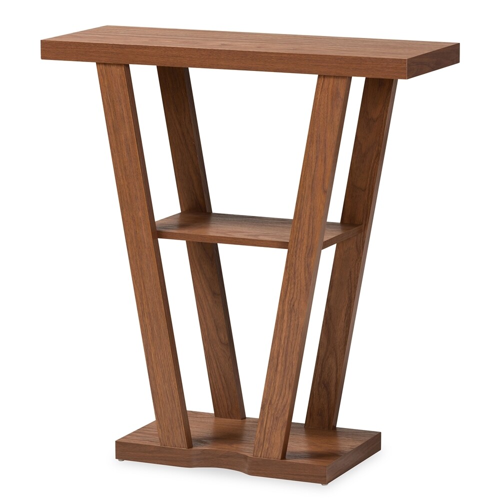 BAXTON STUDIO BOONE MODERN AND CONTEMPORARY WALNUT BROWN FINISHED WOOD CONSOLE TABLE