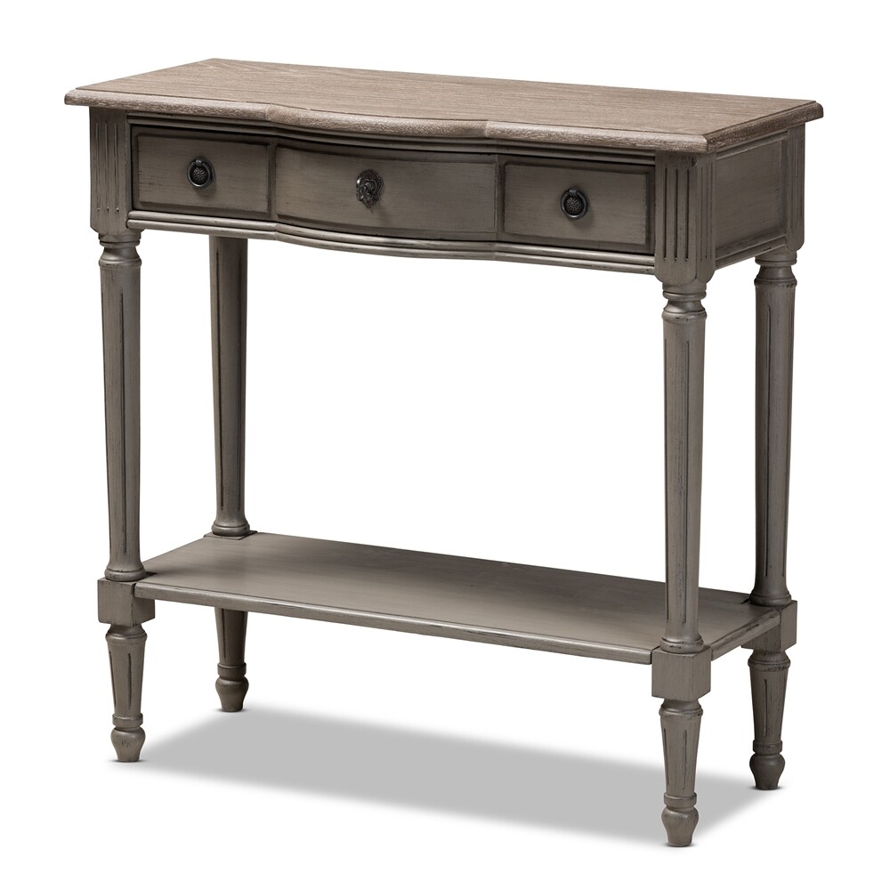 BAXTON STUDIO NOELLE FRENCH PROVINCIAL GRAY FINISHED 1-DRAWER WOOD CONSOLE TABLE