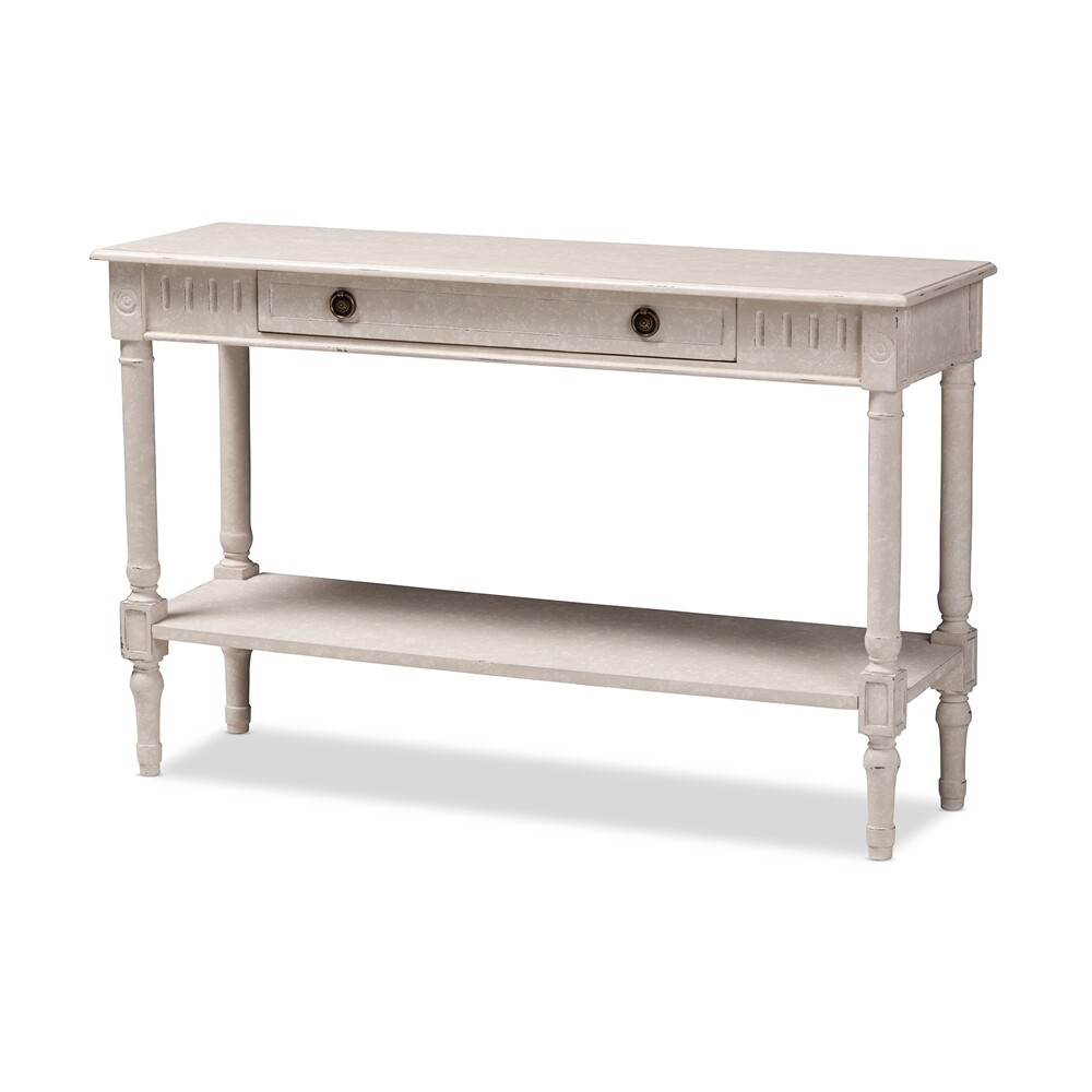 BAXTON STUDIO ARIELLA COUNTRY COTTAGE FARMHOUSE WHITEWASHED 1-DRAWER CONSOLE TABLE

Item #: RAM13-Whitewashed-ST
