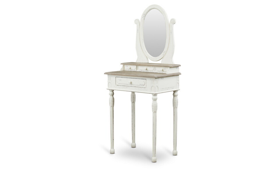 BAXTON STUDIO ANJOU TRADITIONAL FRENCH ACCENT DRESSING TABLE WITH MIRROR