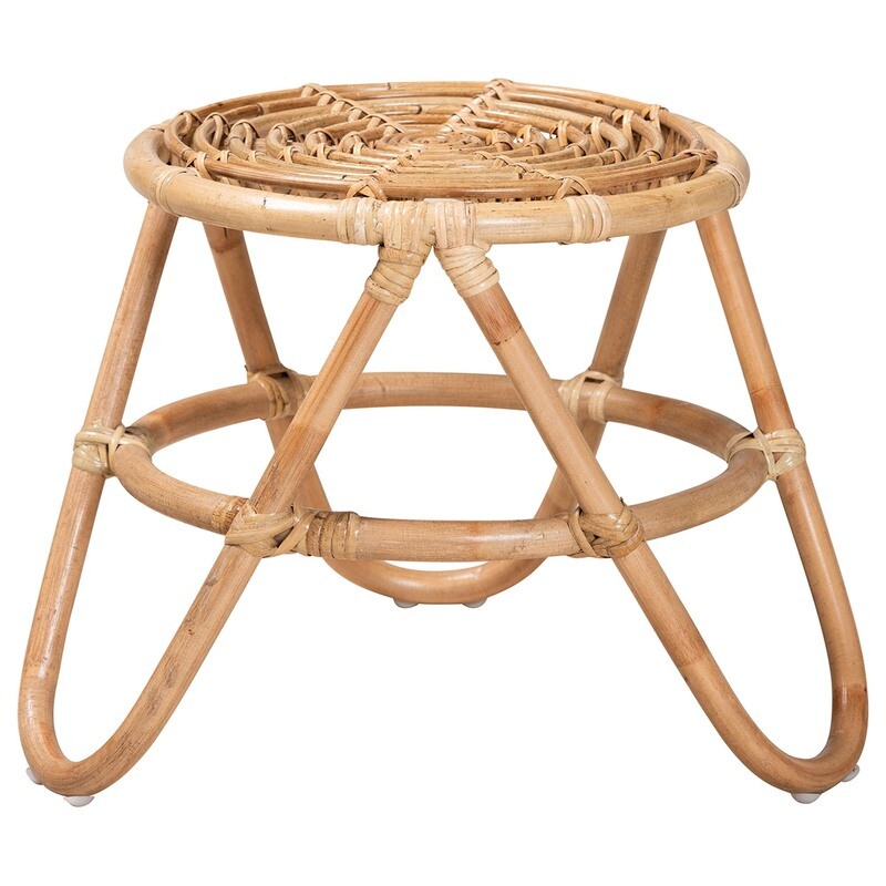 BALI & PARI JACINDA MODERN BOHEMIAN NATURAL BROWN RATTAN END TABLE