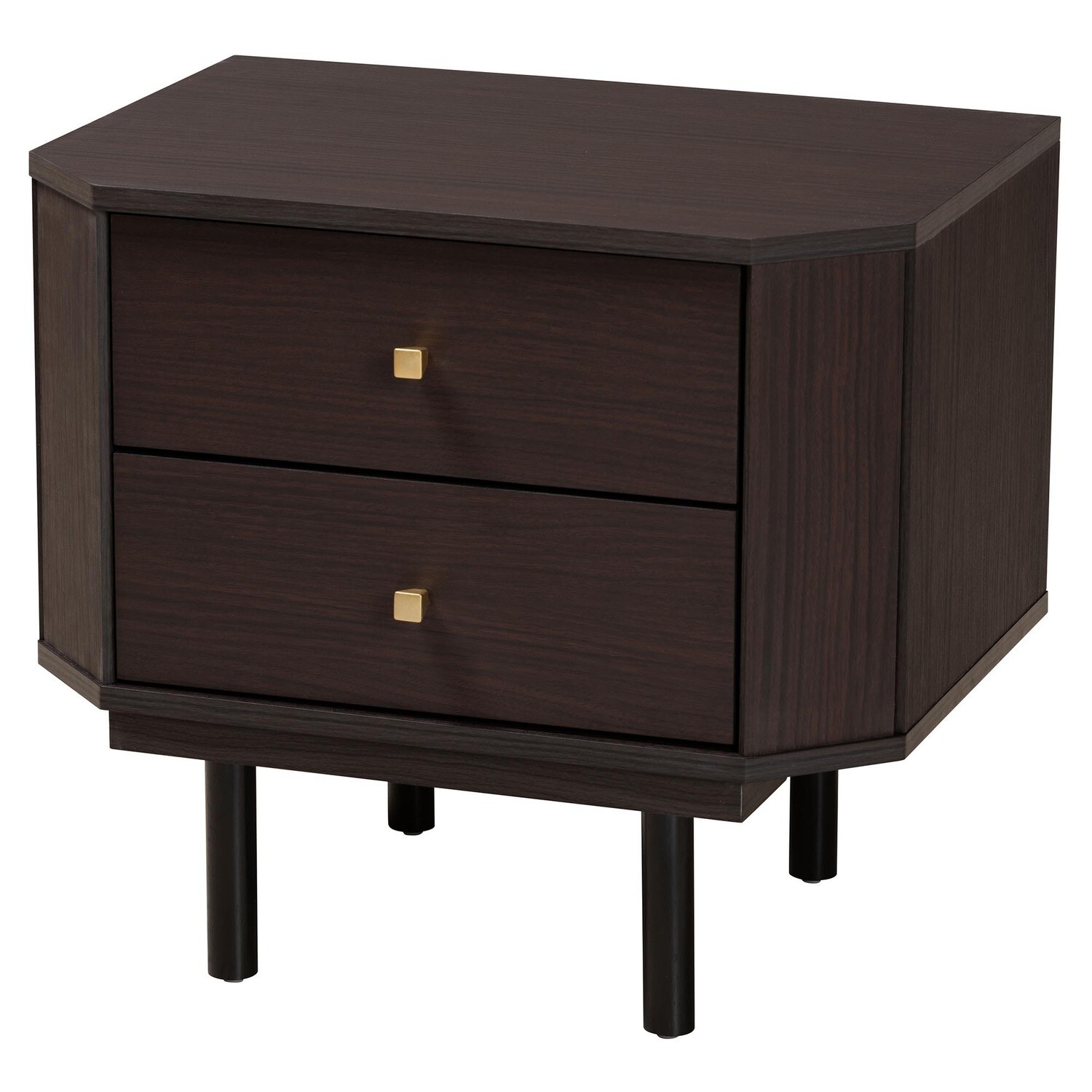 BAXTON STUDIO NORWOOD MODERN TRANSITIONAL TWO-TONE BLACK AND ESPRESSO BROWN FINISHED WOOD 2-DRAWER END TABLE