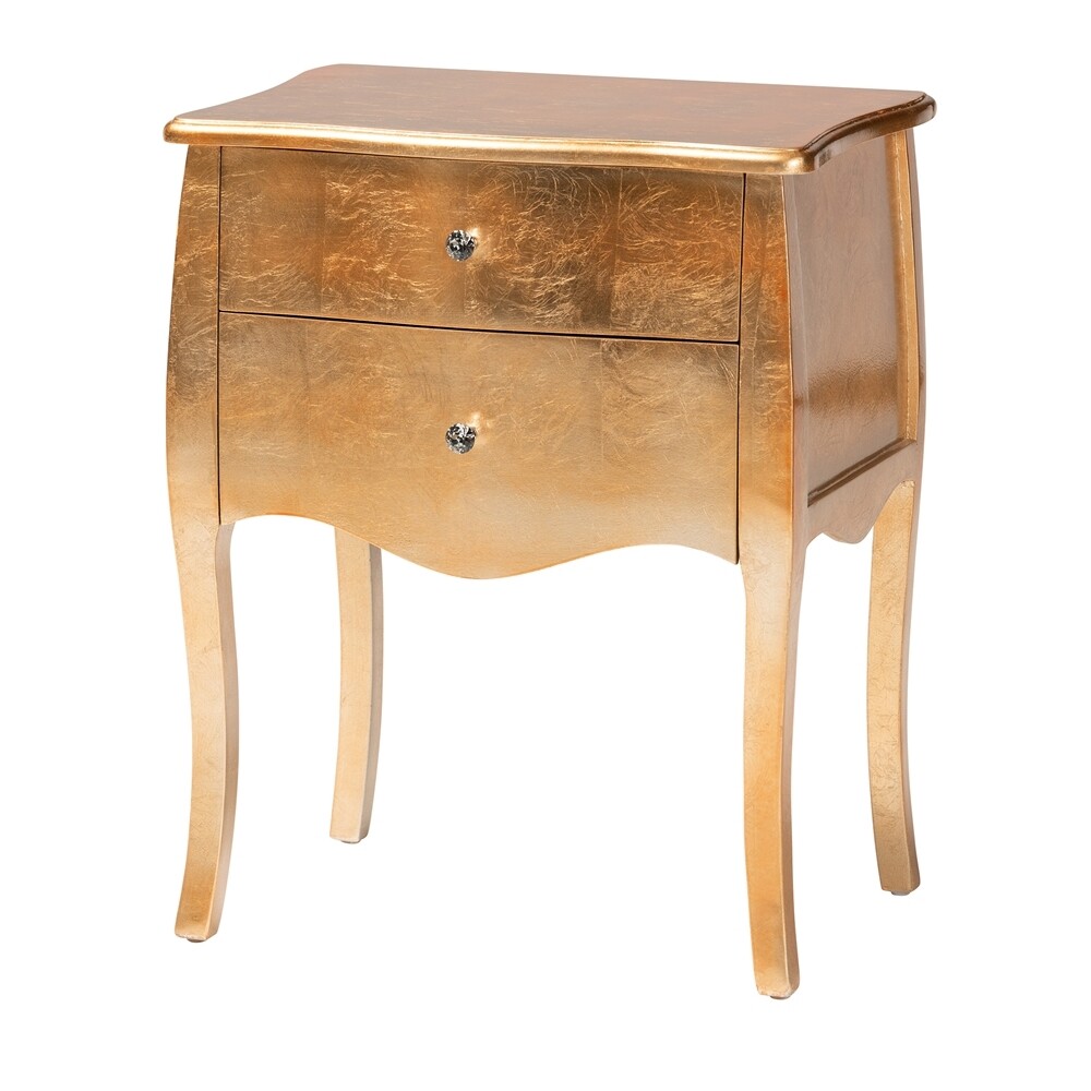 BAXTON STUDIO PATRICE CLASSIC AND TRADITIONAL GOLD FINISHED WOOD 2-DRAWER END TABLE